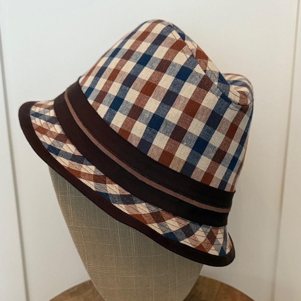 Grace Hats Plaid Bucket Hat with Brown Trim - Picture 2 of 9